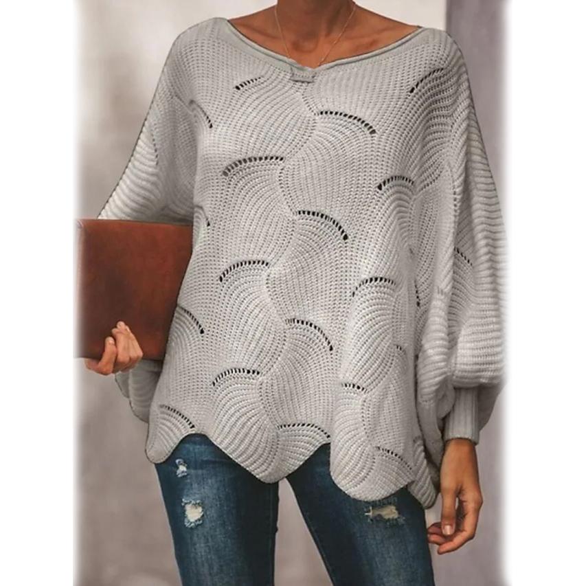 Women's Pullover Knitted Sweater Women's Tops Gray S - DailySale