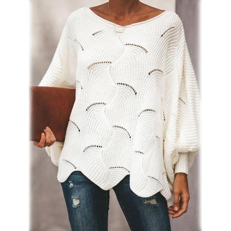 Women's Pullover Knitted Sweater Women's Tops White S - DailySale