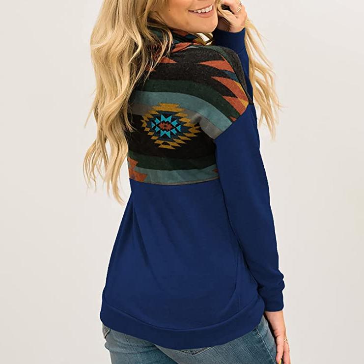 Women's Quarter Zip Color Block Pullover Sweatshirt