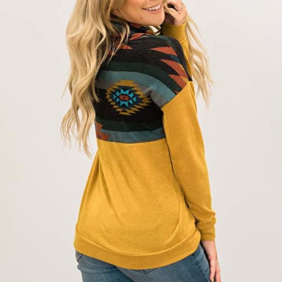 Women's Quarter Zip Color Block Pullover Sweatshirt