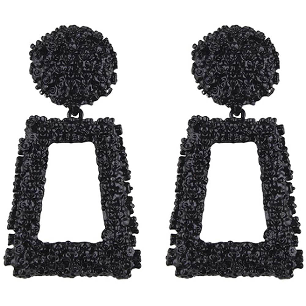 Women's Rectangular Geometric Drop Earrings Earrings Black - DailySale