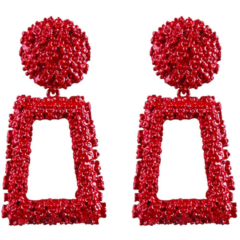 Women's Rectangular Geometric Drop Earrings Earrings Red - DailySale