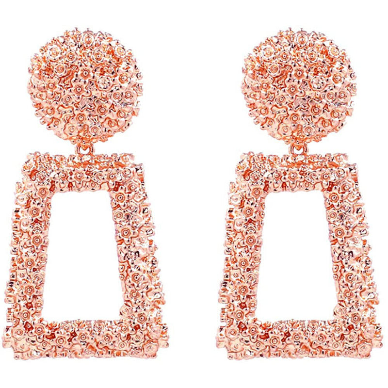 Women's Rectangular Geometric Drop Earrings Earrings Rose Gold - DailySale