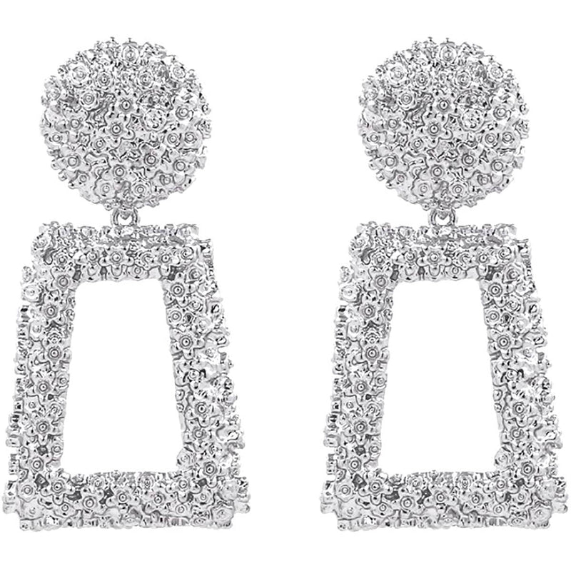 Women's Rectangular Geometric Drop Earrings Earrings Silver - DailySale