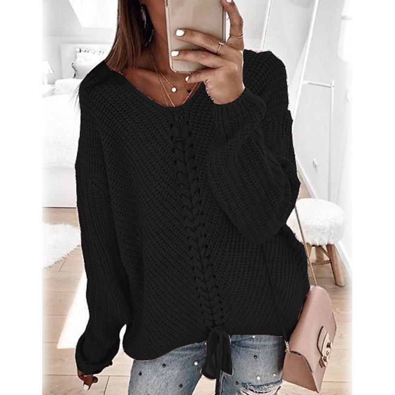 Women's Ribbed Knit Long Sleeve Lightweight Tunic Top Women's Tops Black S - DailySale