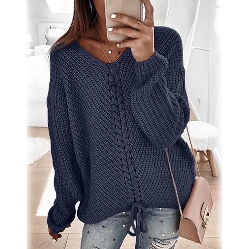 Women's Ribbed Knit Long Sleeve Lightweight Tunic Top Women's Tops Navy Blue S - DailySale