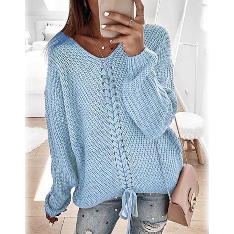 Women's Ribbed Knit Long Sleeve Lightweight Tunic Top Women's Tops Sky Blue S - DailySale