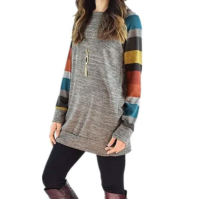 Women's Ribbed Knit Long Sleeve Lightweight Tunic Top Women's Tops Type 1 S - DailySale