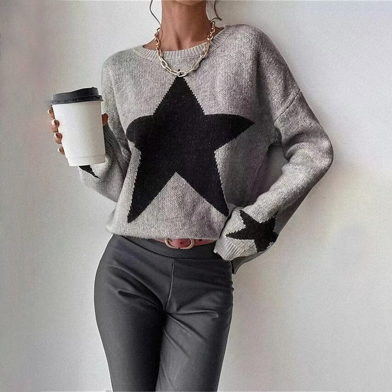 Women's Ribbed Knit Pullover Sweater Women's Tops Gray S - DailySale
