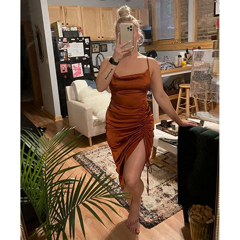 Women's Satin Spaghetti Strap Dress