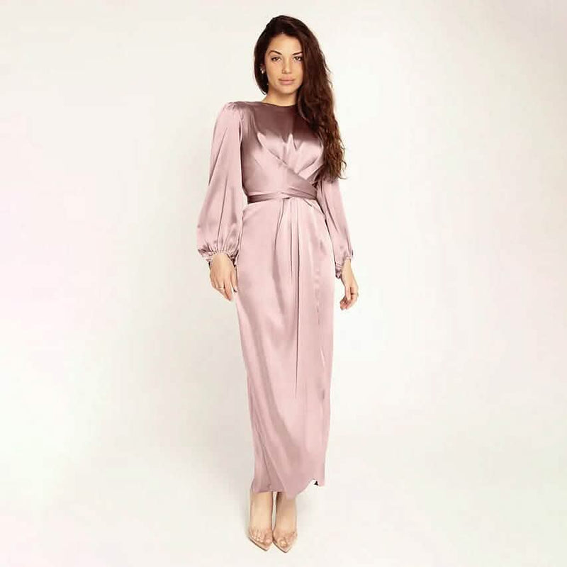 Women's Satin Swing Maxi Dress Women's Dresses Pink S - DailySale