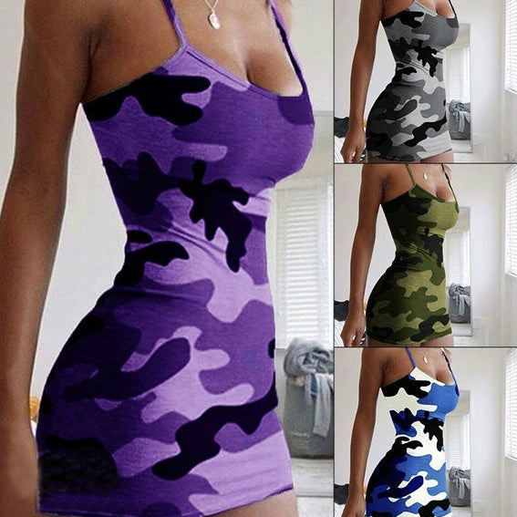 Women's Sexy Sleeveless Camouflage Mini Dress Women's Dresses - DailySale