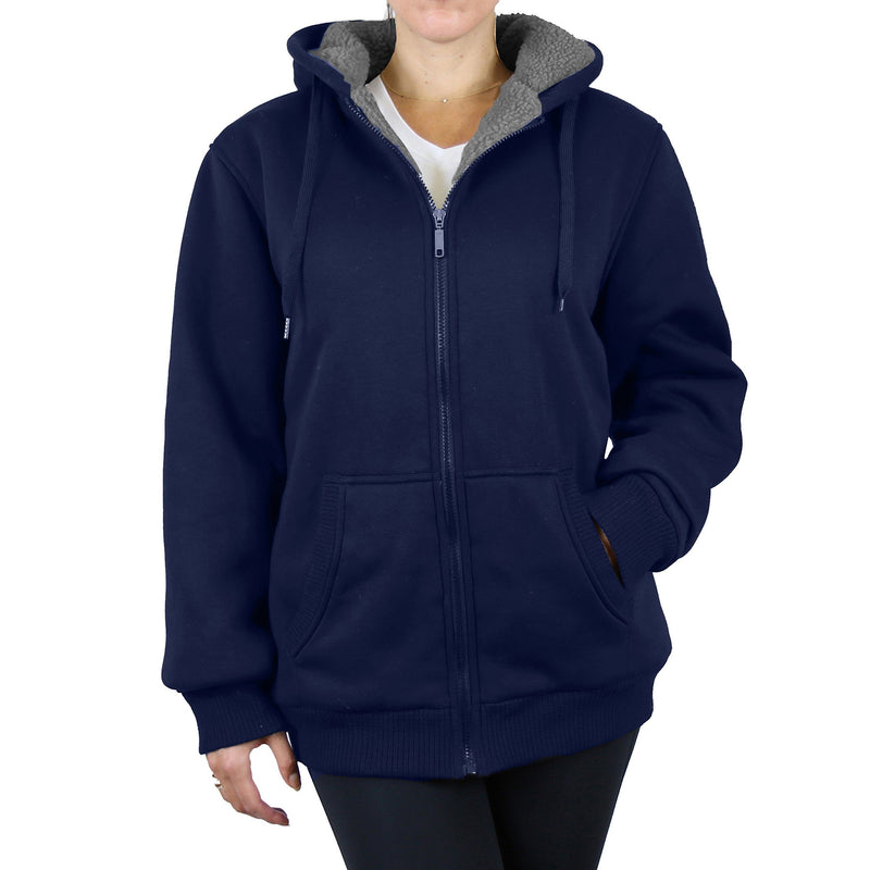 Women's Sherpa Hoodie, Hat and Thermal Socks Gift Set Women's Clothing Navy S - DailySale