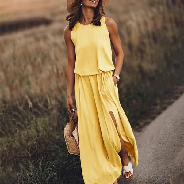 Women's Shift Maxi Long Dress Women's Dresses Yellow S - DailySale
