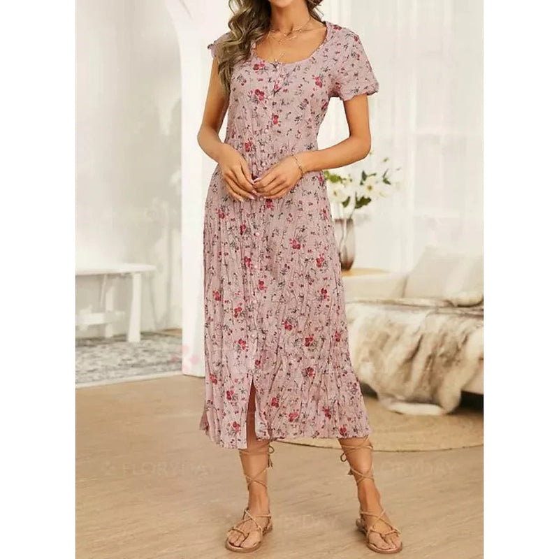 Women's Shift Short Sleeve Floral Print Dress Women's Dresses - DailySale