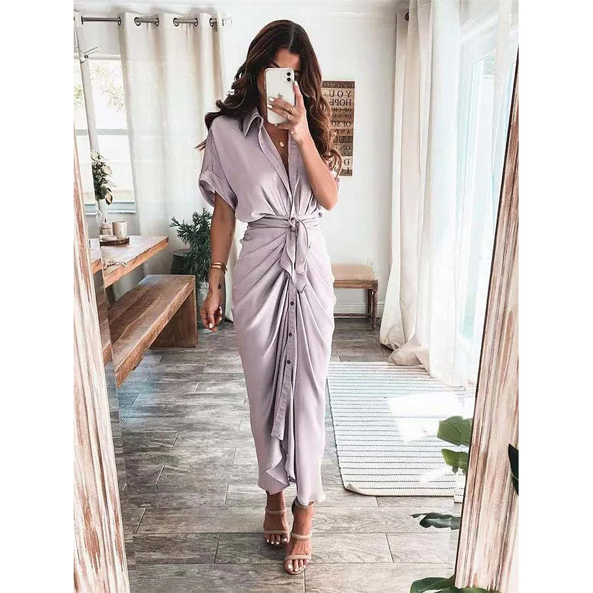 Women's Shirt Maxi Long Dress Women's Dresses Purple S - DailySale