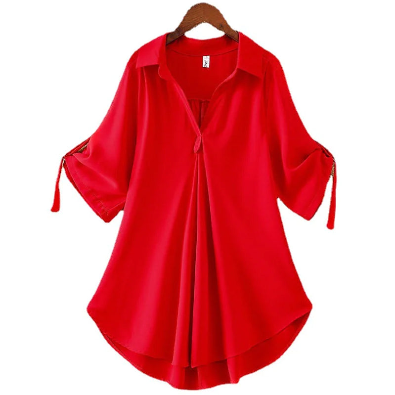 Women's Shirt Solid Color Top Women's Tops Red S - DailySale