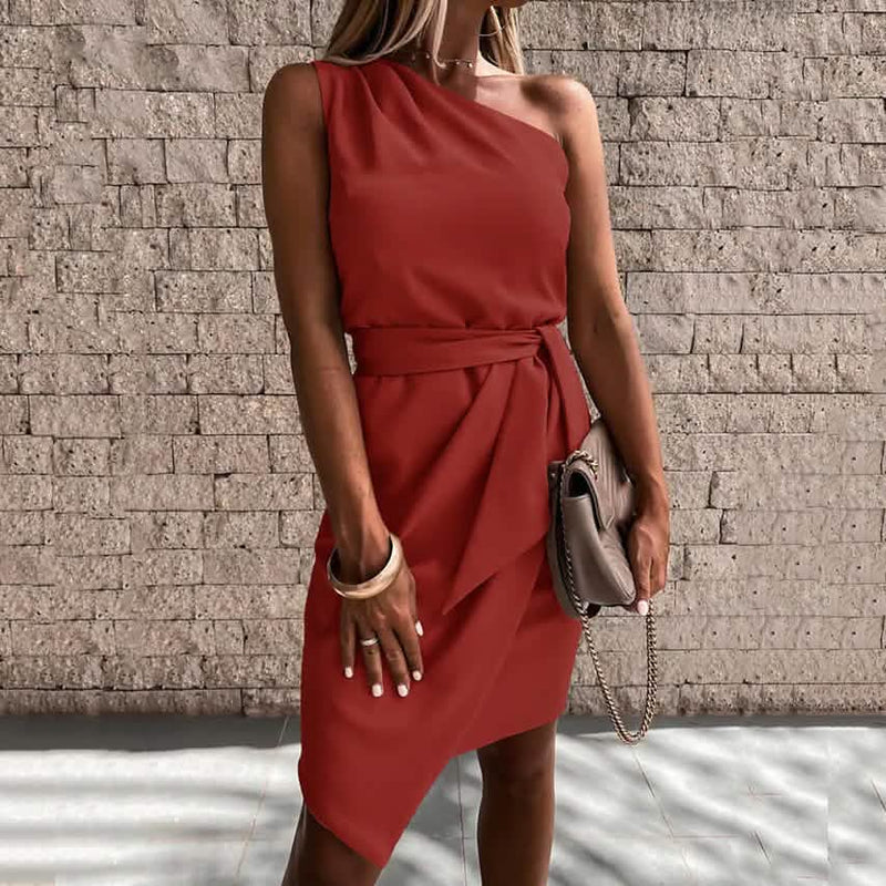 Women's Short Elegant Casual Dress Women's Dresses Red S - DailySale