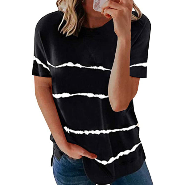 Women's Short Sleeve Crewneck T-Shirt Women's Tops Black S - DailySale