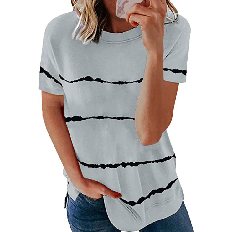 Women's Short Sleeve Crewneck T-Shirt Women's Tops Light Gray S - DailySale