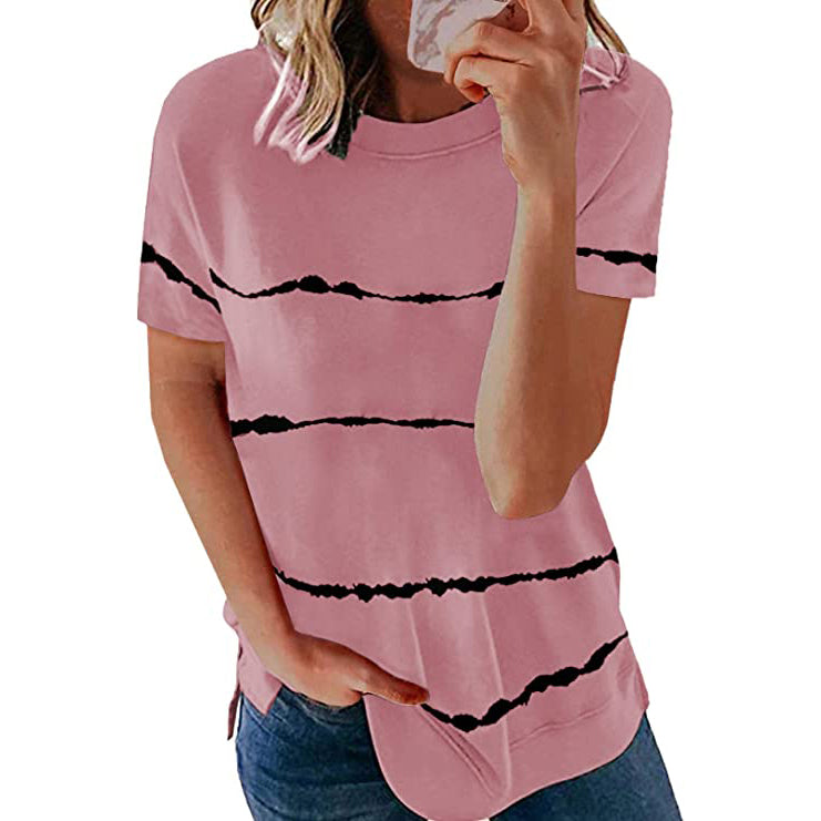 Women's Short Sleeve Crewneck T-Shirt Women's Tops Pink S - DailySale