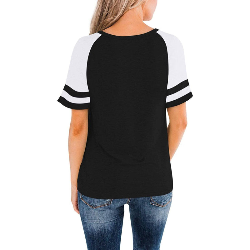 Womens Short Sleeve Shirts Crew Neck Color Block Women's Clothing - DailySale