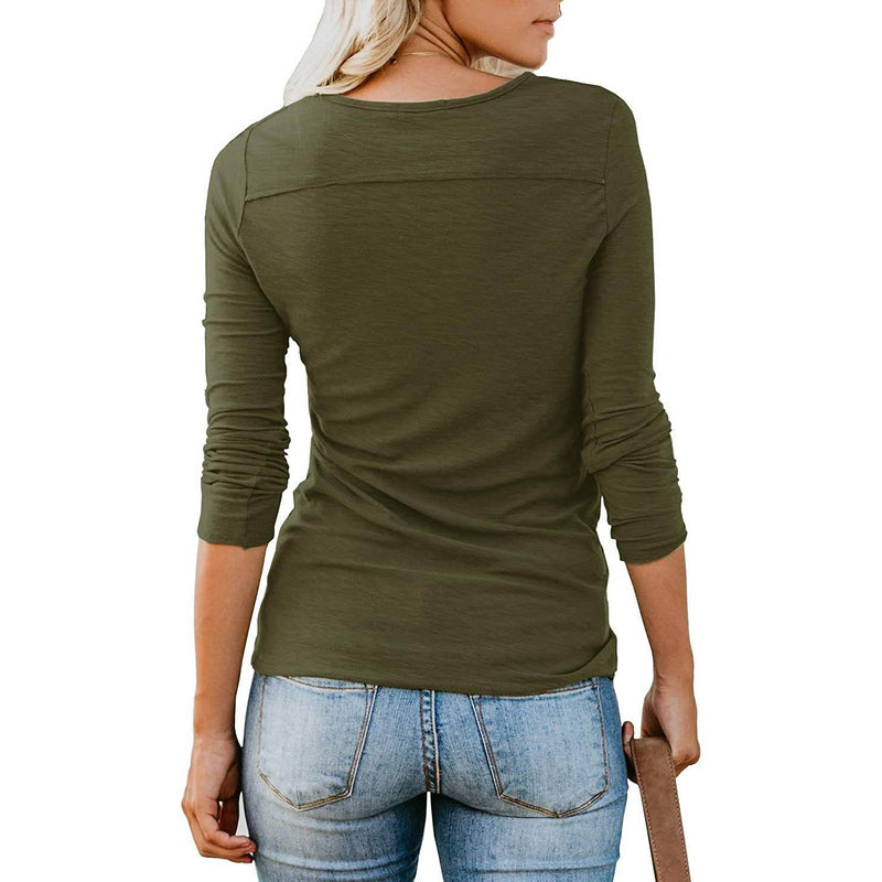 Women's Short/Long Sleeve Henley Button up T Shirt Casual Basic Tops Blouse