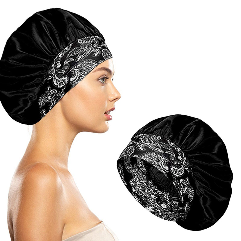 Women's Silky Satin Head Scarf Hair Wrap Cap Hat Headband Sleeping Bonnet Women's Accessories Black - DailySale