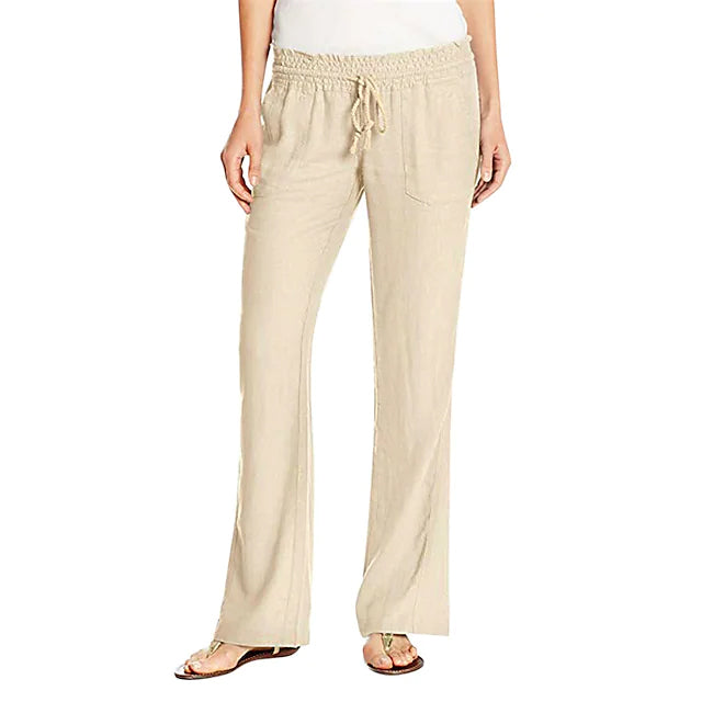 Women's Simple Comfortable Breathable Trousers Women's Bottoms Beige S - DailySale