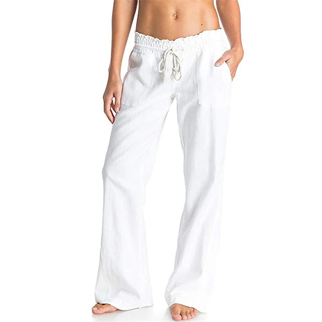 Women's Simple Comfortable Breathable Trousers Women's Bottoms White S - DailySale