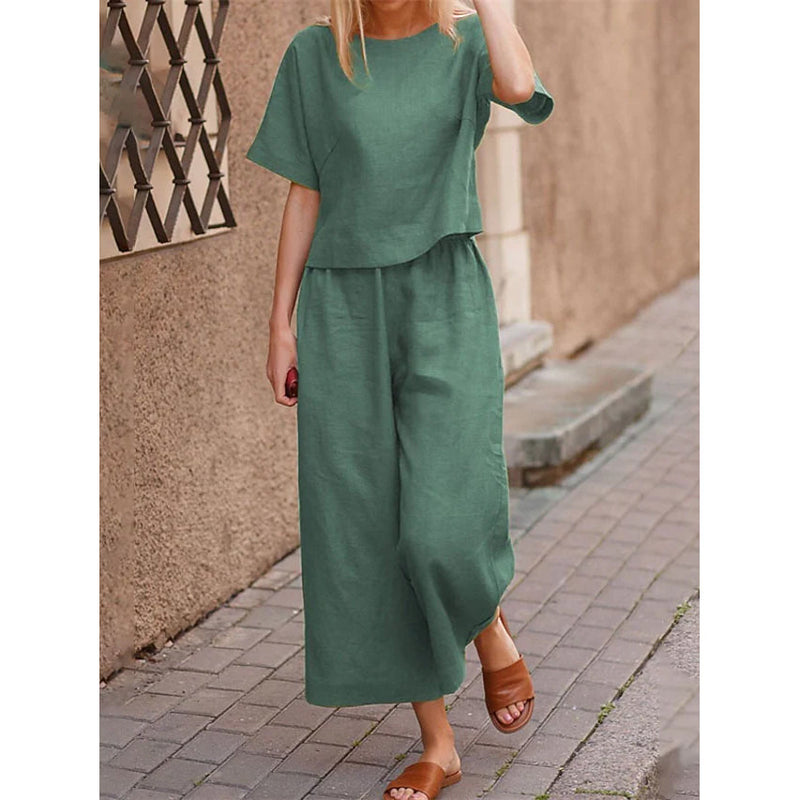 Women's Simple Fashion Comfortable Homewear Set Women's Loungewear Green S - DailySale