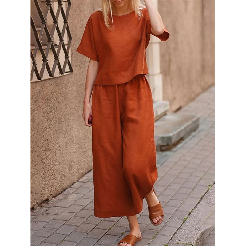 Women's Simple Fashion Comfortable Homewear Set Women's Loungewear Orange S - DailySale