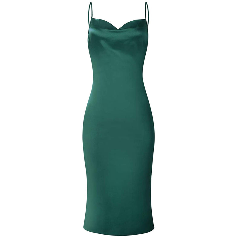 Women's Sleeveless Spaghetti Strap Satin Dress Women's Dresses - DailySale