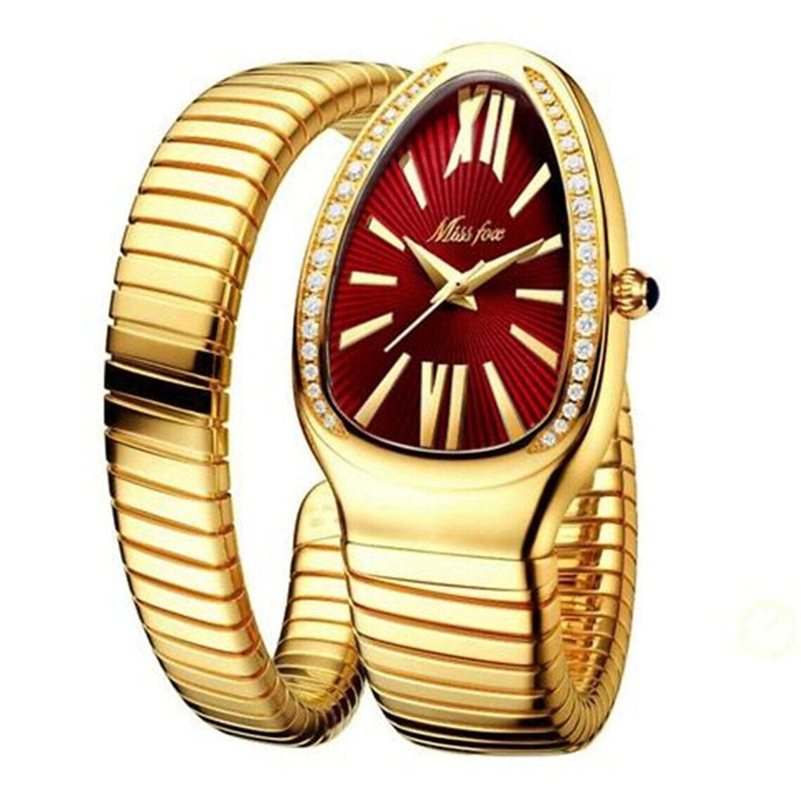 Women's Snake Shape Luxury Wrist Watch Women's Shoes & Accessories Red - DailySale