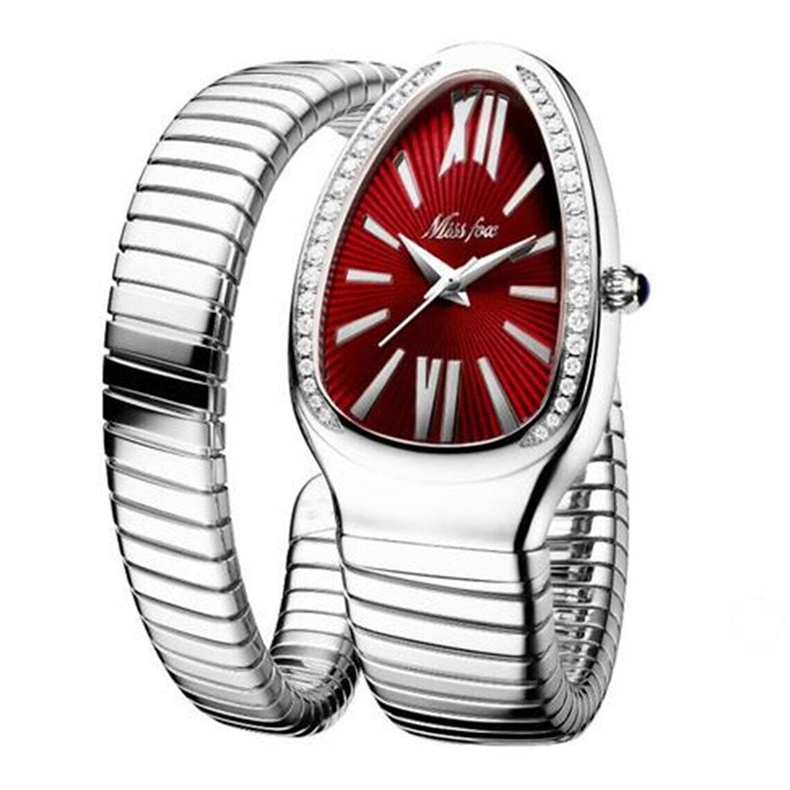 Women's Snake Shape Luxury Wrist Watch Women's Shoes & Accessories Rose Red - DailySale