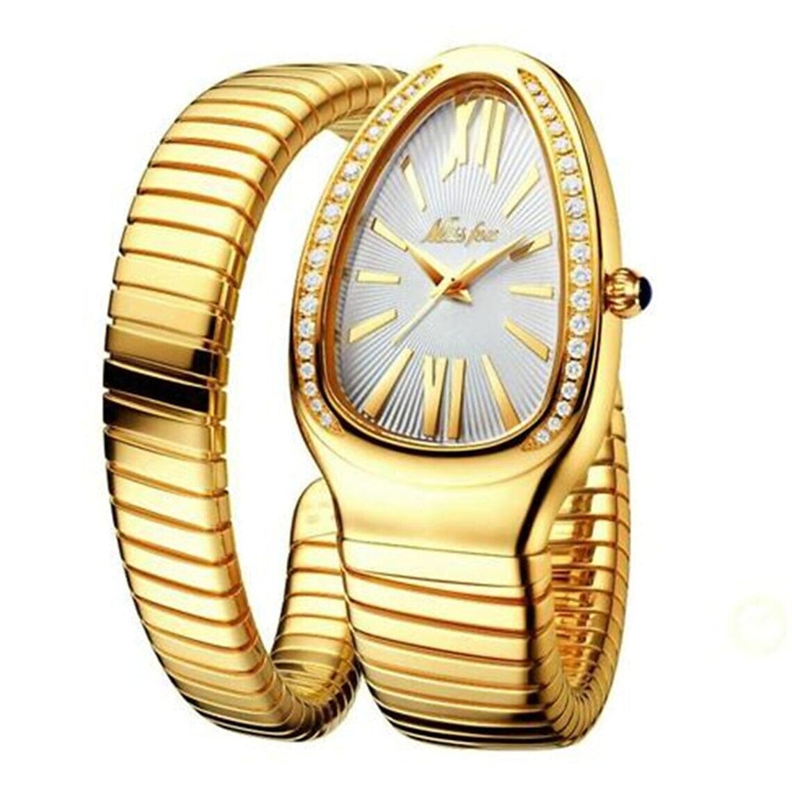 Women's Snake Shape Luxury Wrist Watch Women's Shoes & Accessories White/Gold - DailySale