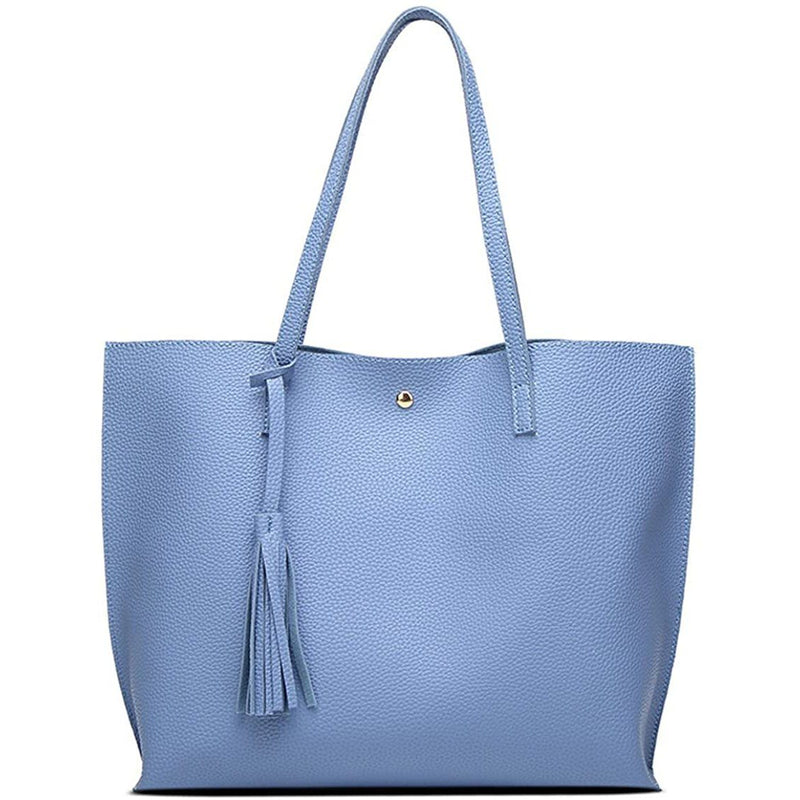 Women's Soft Faux Leather Tote Shoulder Bag Bags & Travel Blue - DailySale
