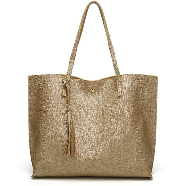 Women's Soft Faux Leather Tote Shoulder Bag Bags & Travel Gold - DailySale