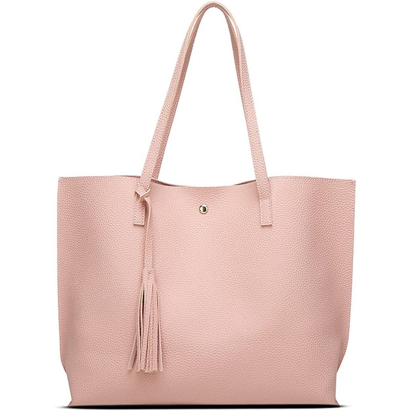 Women's Soft Faux Leather Tote Shoulder Bag Bags & Travel Pink - DailySale