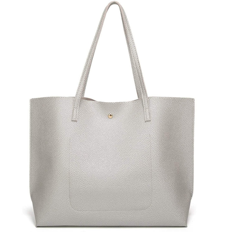 Women's Soft Faux Leather Tote Shoulder Bag Bags & Travel Silver - DailySale