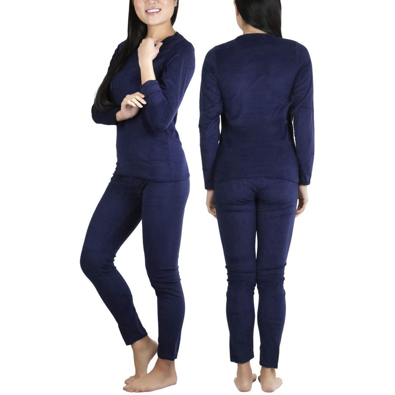 Women's Soft Velvet Long Sleeve Top and Bottom Thermal Set