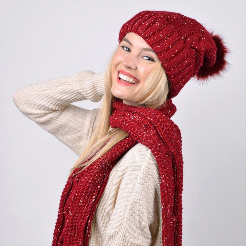 Women's Speckled Knit Hat and Infinity Scarf Set Women's Accessories - DailySale