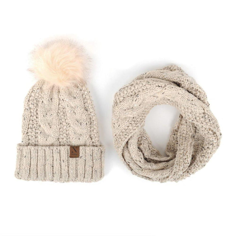 Women's Speckled Knit Hat and Infinity Scarf Set Women's Accessories - DailySale