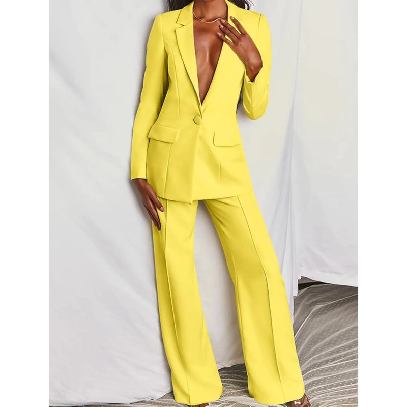 Women's Suits Regular Pocket Coat Formal Fashion Women's Dresses Yellow S - DailySale