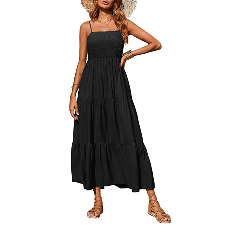 Women's Summer Boho Sleeveless Maxi Dress Women's Dresses Black S - DailySale
