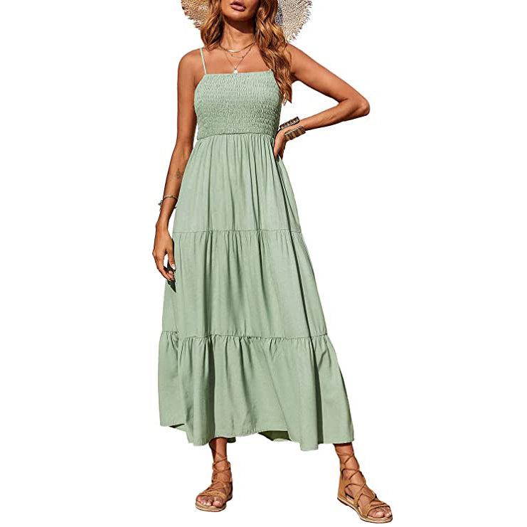 Women's Summer Boho Sleeveless Maxi Dress Women's Dresses Green S - DailySale