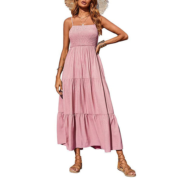 Women's Summer Boho Sleeveless Maxi Dress Women's Dresses Pink S - DailySale