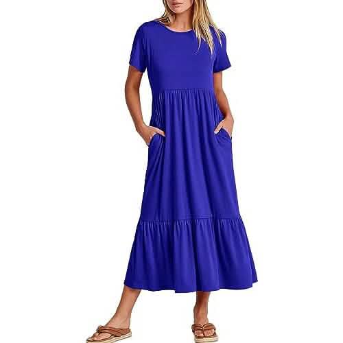Women's Summer Casual Short Sleeve Crewneck Swing Dress | DailySale Women's Summer Casual Short Sleeve Crewneck Swing Dress | DailySale