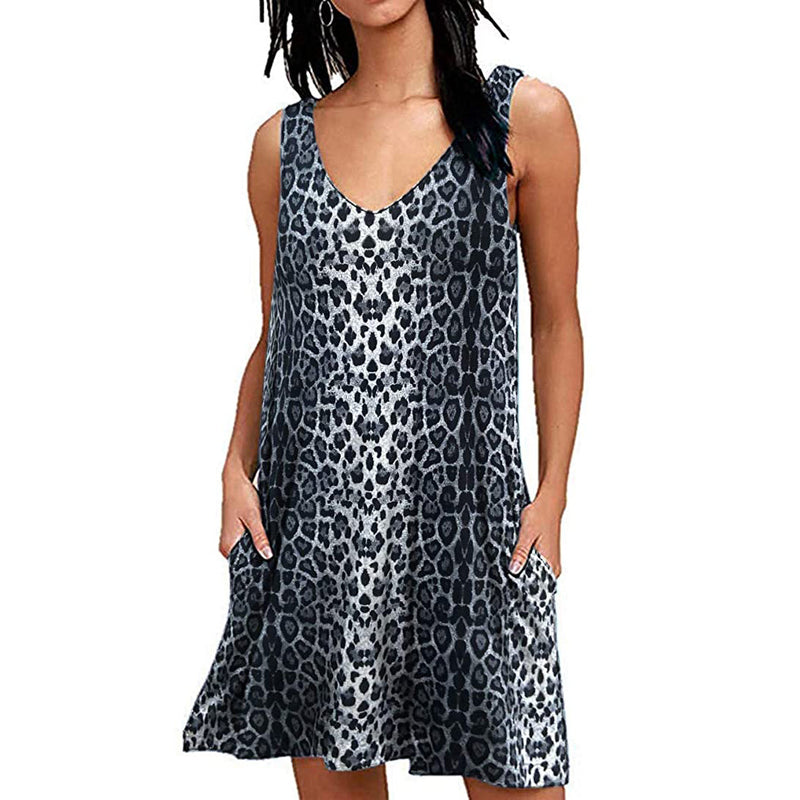 Women's Summer Casual T-Shirt Dress Women's Dresses Leopard S - DailySale