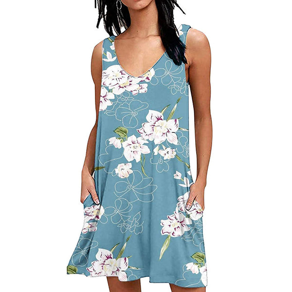 Women's Summer Casual T-Shirt Dress Women's Dresses Light Blue S - DailySale